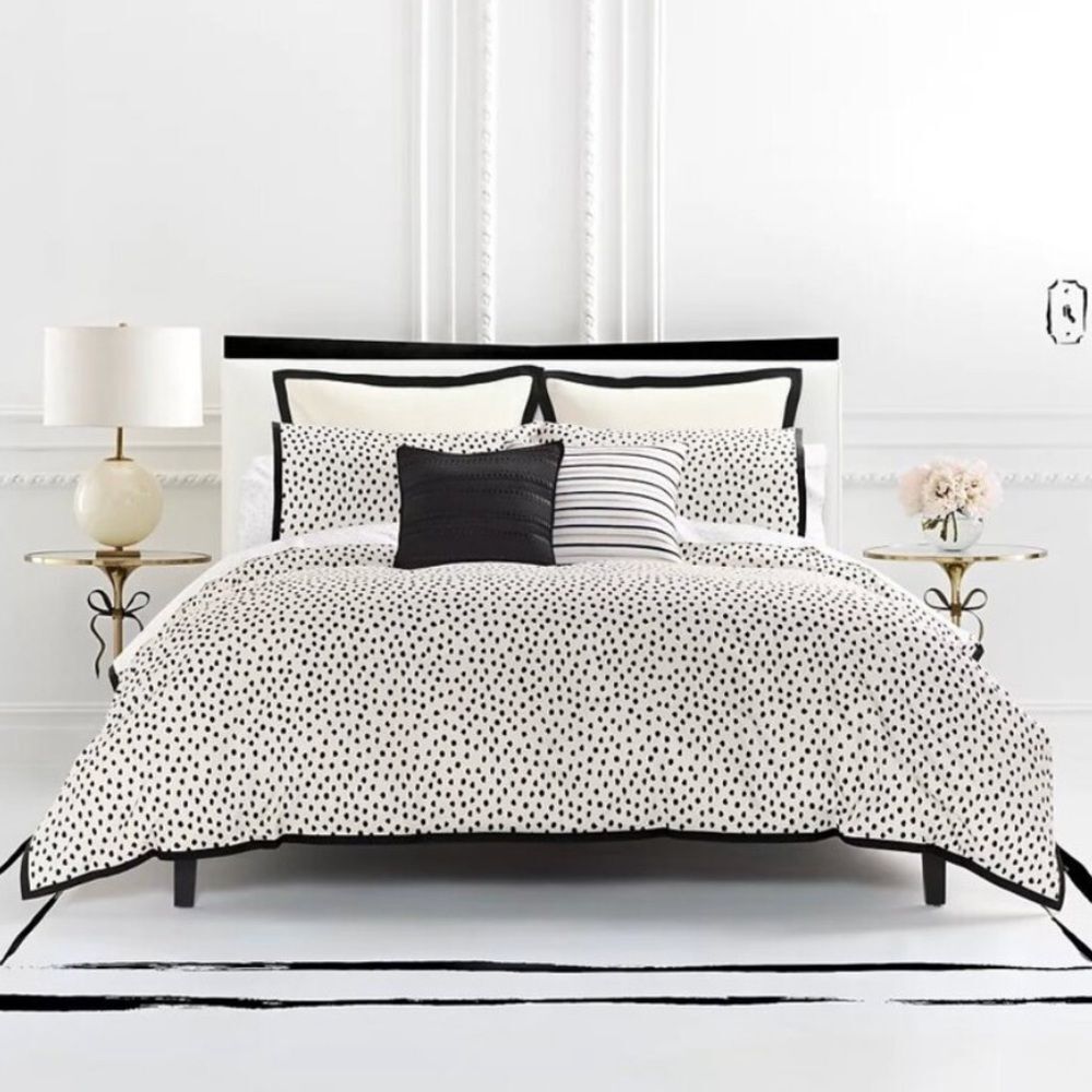 KATE SPADE Black Dots Duvet King Comforter